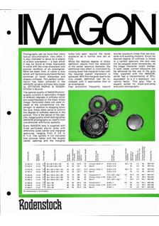 Rodenstock Imagon Lenses Range manual. Camera Instructions.